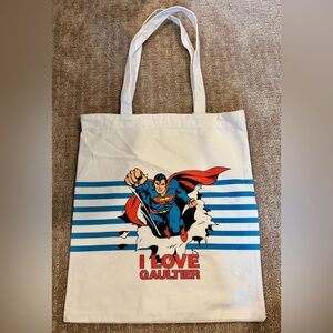 Beautiful DC Comics Superman “I LOVE GAULTIER” Canvas Tote Bag w/Handles NEW